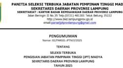 Yok Daftar, Awal Tahun 2025 Pemprov Lampung Buka Seleksi Jabatan Sekdaprov